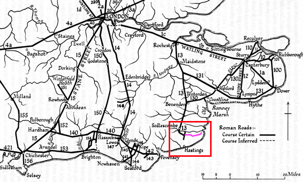 Margary roads in southeast England